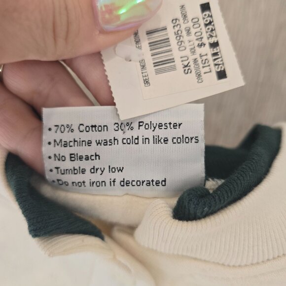 Artisans NWT L/XL Cardinal Embroidered Cream Button-Up Sweater made in the USA - Picture 6 of 8